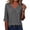 Dark Gray-25, variant on Women's V Neck Half Sleeve Blouse Pleated Front Top Loose Fit Casual Shirt with Cuffed Elbow Sleeves
