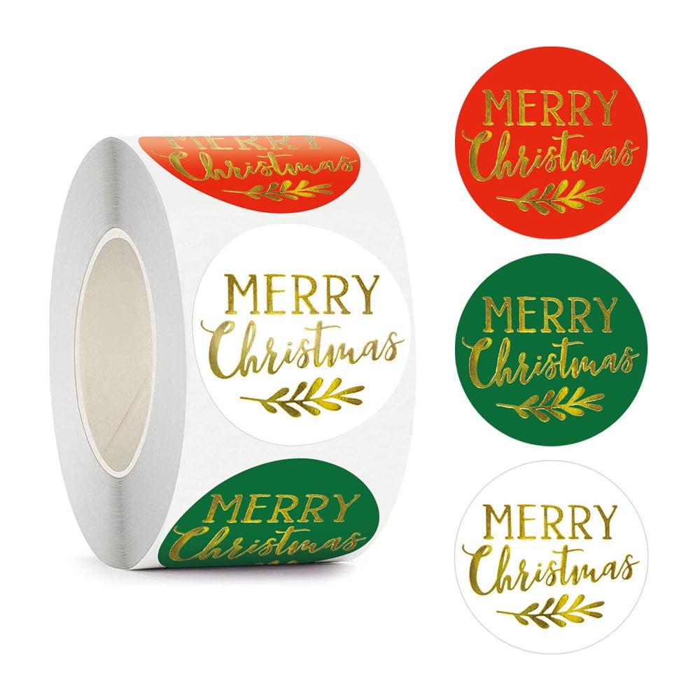 Merry Christmas Stickers Roll, Buffalo Plaid Stickers for Christmas Cards  Envelopes Bags Boxes, Round Christmas Tags Xmas Present Labels for Holiday  Gift Sealing Party Cards 