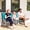 Blue, variant on Outsunny Patio Glider Bench, Outdoor Porch Glider Swing with 3 Seats, Breathable Mesh Fabric, Metal Frame, Light Mixed Brown