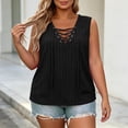thumbnail image 6 of cocolona Womens Summer Plus Size Tank Tops V Neck Drawstring Sleeveless Oversized Shirts Casual Tunic Solid Color Blouses, 6 of 6