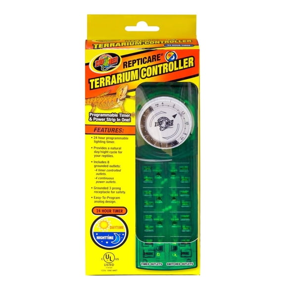 Black Programmable Lighting Timer for Reptiles 24 Hour Day Night Cycle