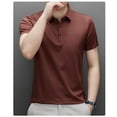 thumbnail image 6 of Men's Summer Polo Neck Ice Silk Casual Plaid T-shirt, 6 of 7