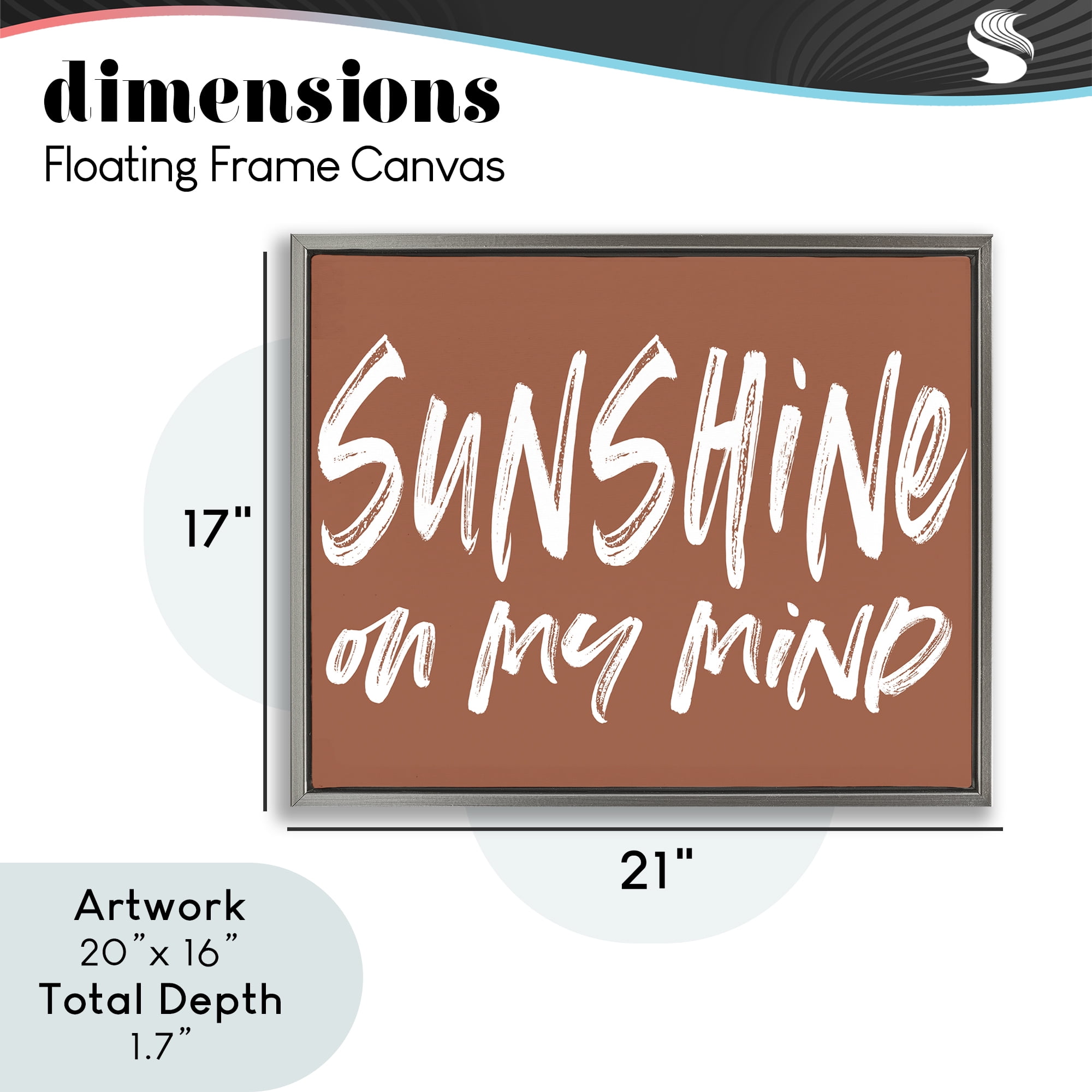 Sunshine State Of Mind Brown Gray Framed Floater Canvas Wall Art, design by Lettered and Lined