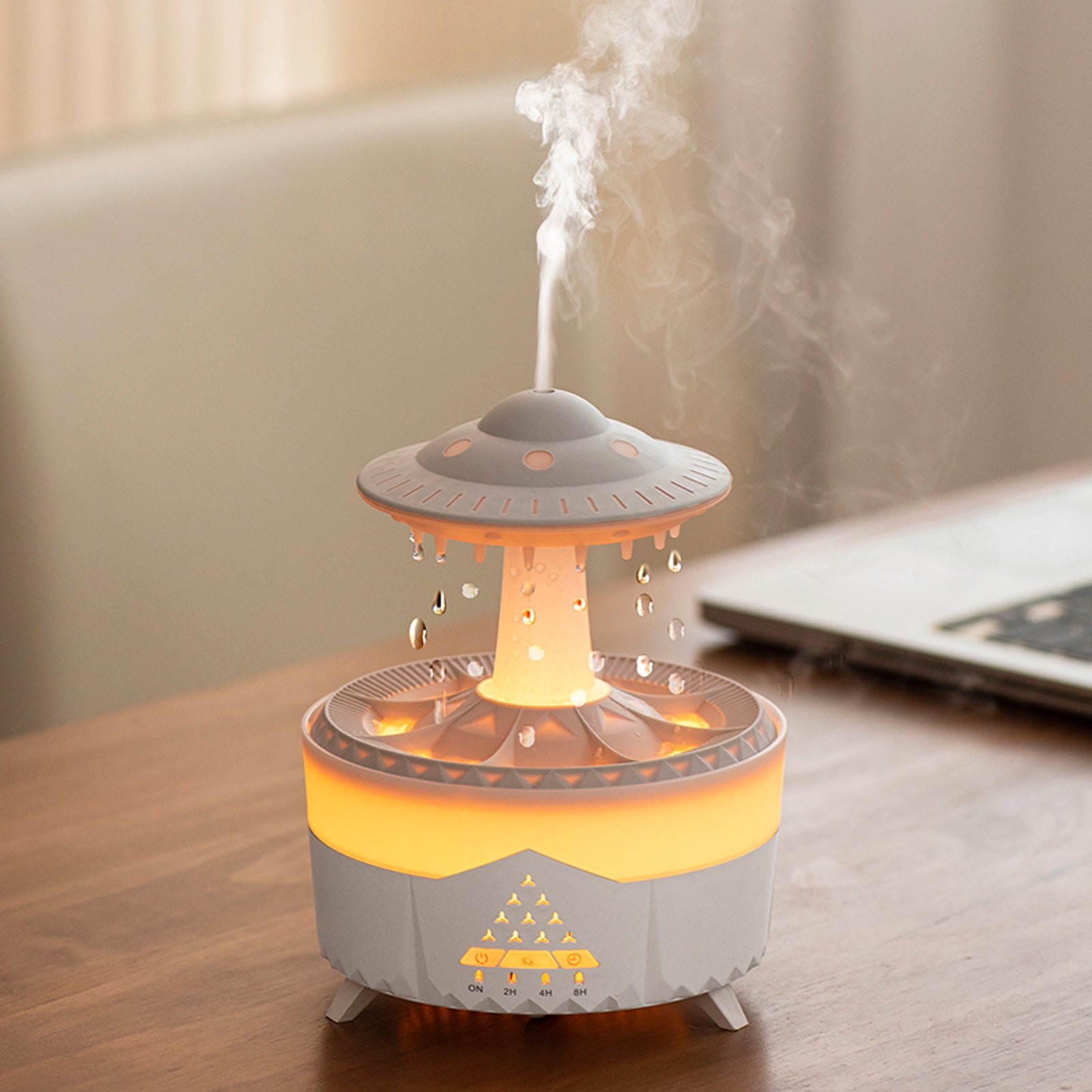 Aromatherapy Diffuser Humidifier, Rain Drop Humidifier Artificial Plants  Night Light Essential Oil Diffuser,7 Color Cloud Humidifier with Filter