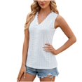 thumbnail image 4 of WXLWZYWL Women'S Solid Colour V-Neck Vest Summer Lace Splicing Sleeveless T-Shirt Tops Short-Sleeved V-Neck Tops/Shirts, 4 of 5