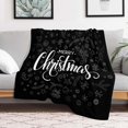 thumbnail image 2 of Throw Blanket 40x50 Inch,Black White Merry Christmas Text Cozy Soft Lightweight Fuzzy Flannel Blanket 50x40 Inch Suitable for Couch Bed Sofa Living Room in All Seasons, 2 of 6