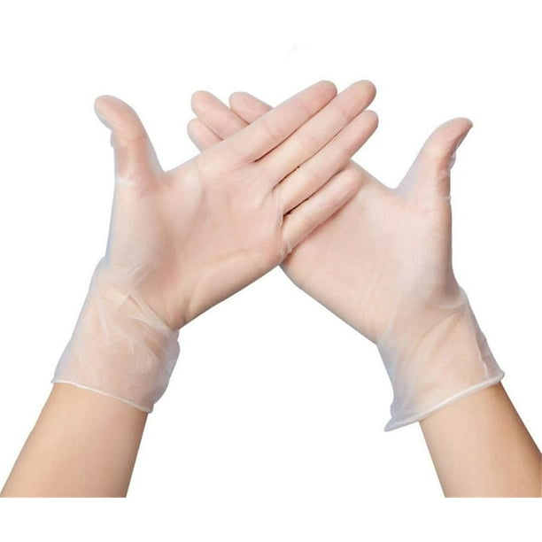 Guantes de vinilo | 100 Piezas Transparente | Guantes desechables de vinilo Guantes individuales en práctica caja dispensadora | Ideal para áreas higiénicas, como la industria alimentaria, cosmética Fokelyi LKX-1997-3
