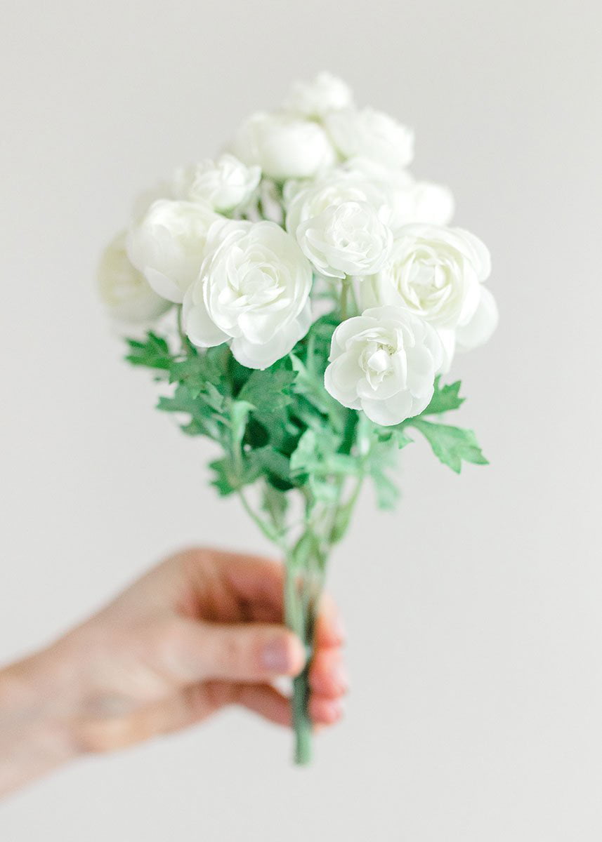 Hues of Green and Cream Ranunculus Bush Artificial Flowers 