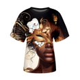 thumbnail image 4 of TSADFHJI Hauts et Robes d'Été Femmes Mode Décontractée Ample Imprimé Col Rond Manches Courtes T-Shirt Haut S Blanc, 4 of 5