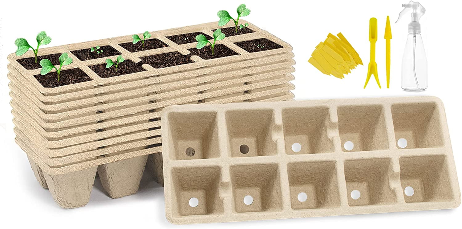 12 Packs Peat Pots Seed Starter Trays 144/120/72 Cells Biodegradable Seedling 