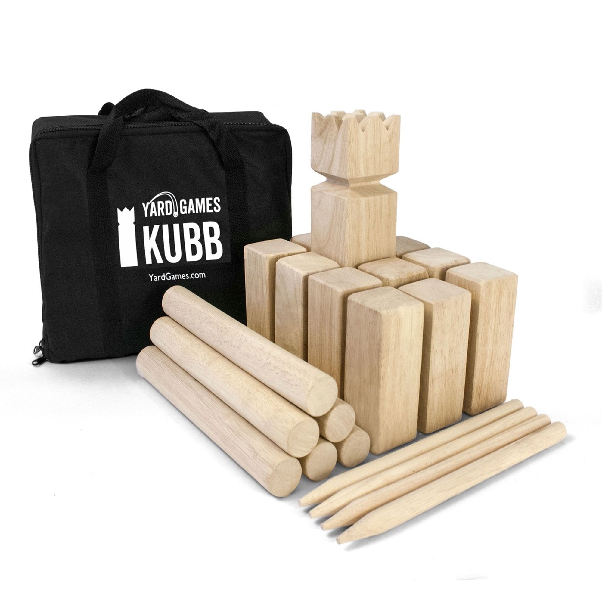 Instruction Card and Bottle Opener Kubb Empire Premium Size Hardwood Kubb Yard Game Set with Backpack 