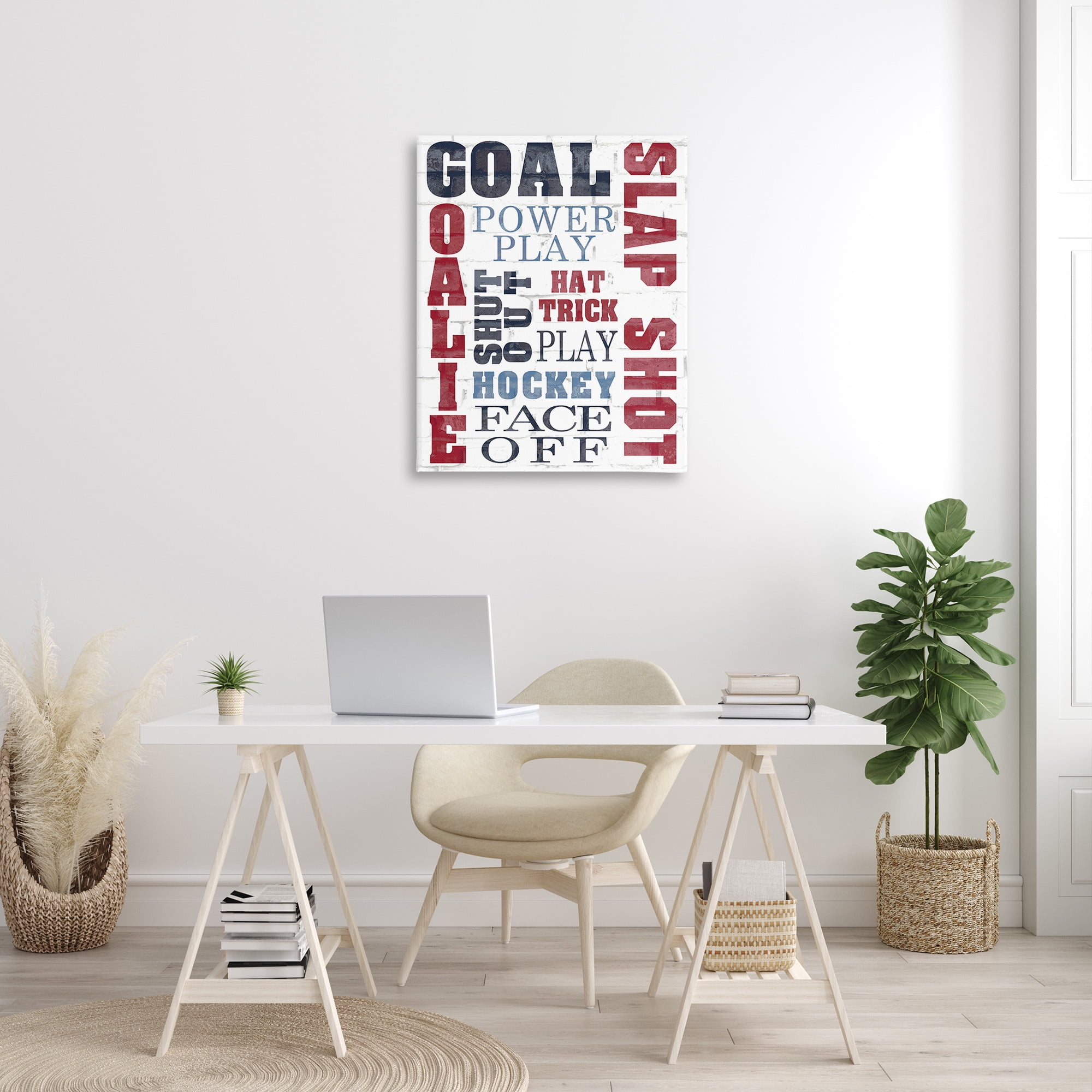 Stupell Industries Patterned Hockey Phrases Sports Painting Gallery Wrapped Canvas Art Print Wall Art, 30 x 40