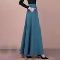 thumbnail image 4 of Women Maxi Skirt Elastic High Waist Large Hem A-Line Long Skirt with Pockets Solid Color Office Lady Skirt, 4 of 8