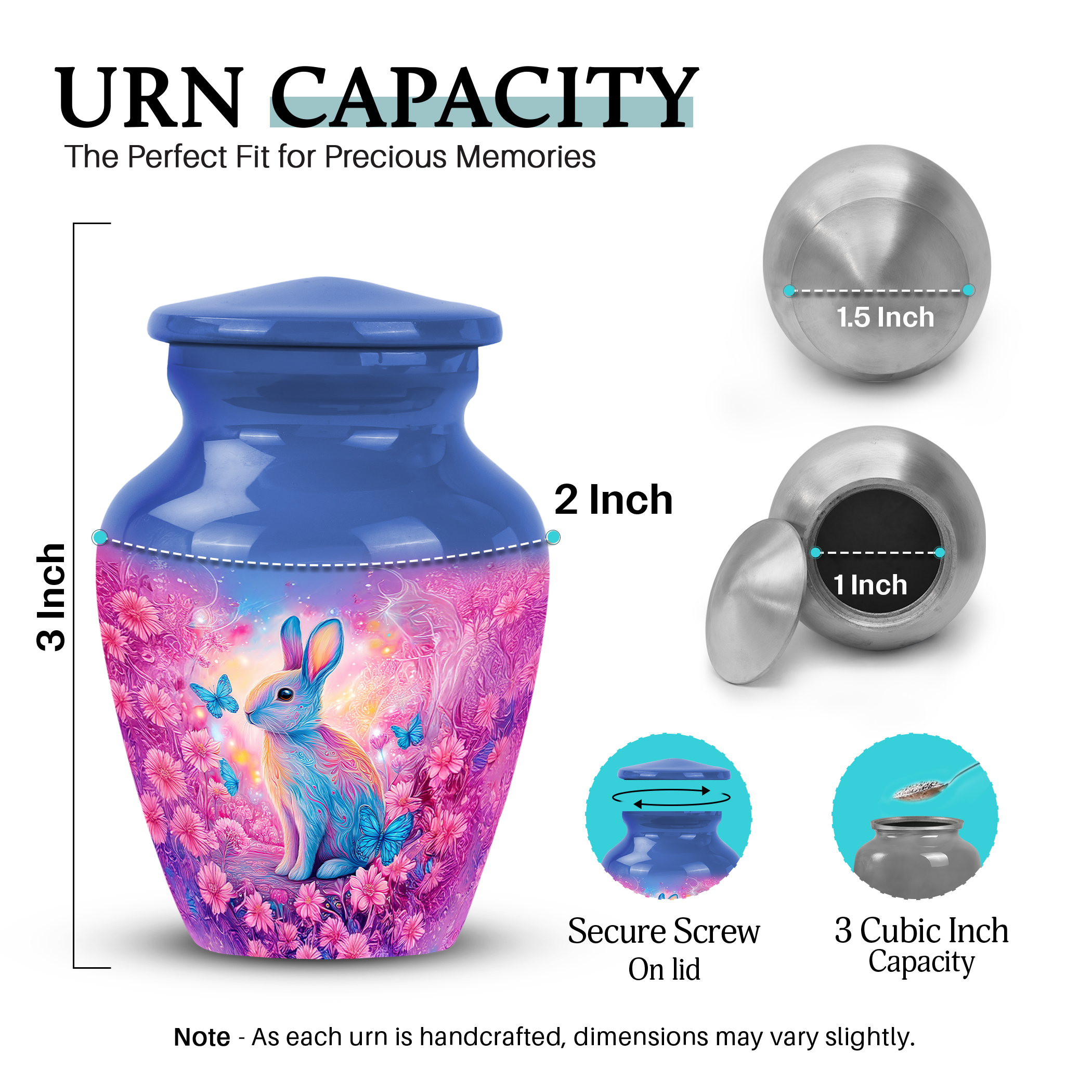 SABURIAL Rabbit Urn - Miniature Urn For Human Ashes - 3 Inch - Pack Of 1 - Burial Decorative For Mom & Dad - Keepsakes Urns For Ashes - Memorial Urns For Male & Female