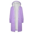 thumbnail image 2 of ZHYou Hoodie Coats For Women Solid Color Jacket Thickening And Fleece And Winter Casual Zipper Long Sleeve Pocket Hoodie Long Sweater, 2 of 6