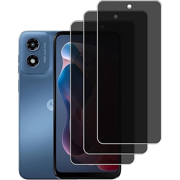 [3 Pack Privacy Screen Protector for Motorola Moto G Play 2024, 9H Hardness, Anti-Scratch, Anti Spy, Tempered Glass Screen Protector for Motorola Moto G Play 2024