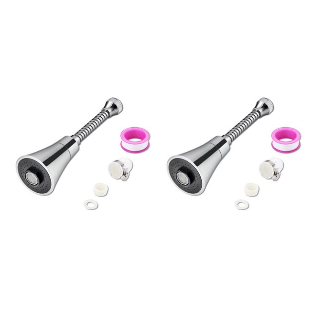 Inteprter Extensor de grifo ajustable Flexible, grifo ahorrador de agua de alta presión, adaptador de boquilla de cabezal de ducha, juego de accesorios de No.06 2piezas Inteprter CBP162605