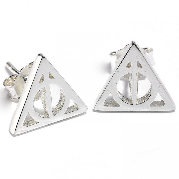 Harry Potter - Zarcillos Diseño Reliquias de la Muerte de Plata de Ley (Plateado)