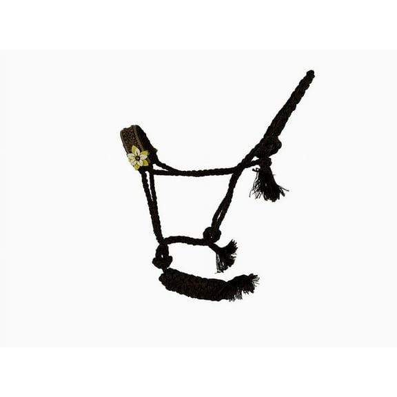 Showman Brown Nylon Mule Tape Halter w/ Yellow 3D Flower Accent
