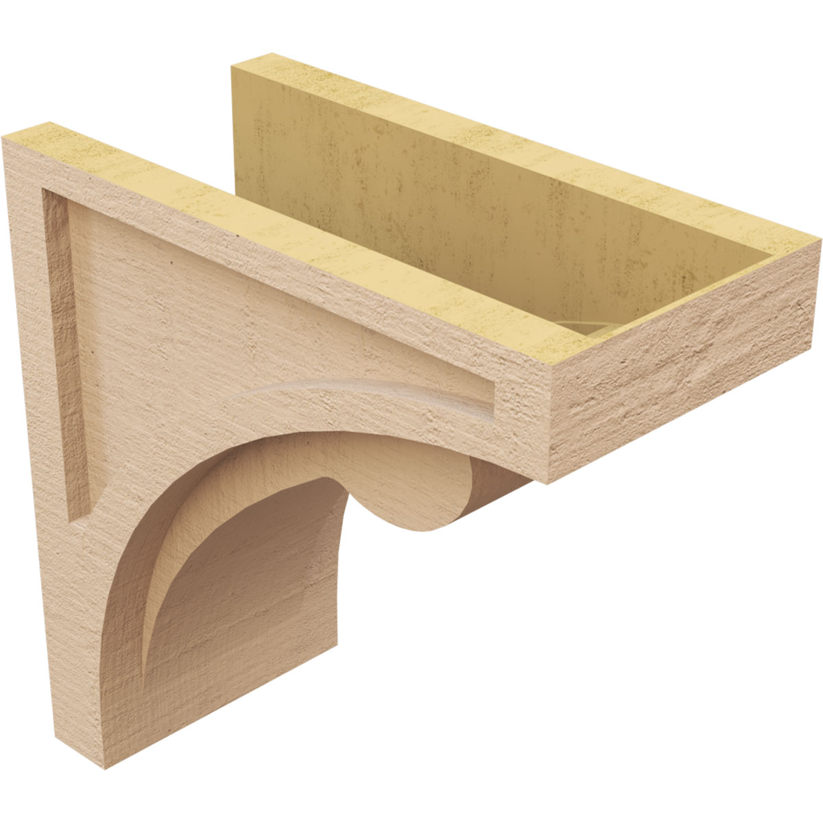 6"W x 12"D x 12"H Classic Viola Rough Cedar Woodgrain TimberThane Corbel, Primed Tan
