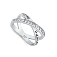thumbnail image 4 of Clear CZ True Love Waits Promise Ring Sterling Silver Crisscross Band White 925 Female Size 9, 4 of 4