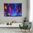 thumbnail image 2 of ONETECH   Punk Cityscape Tapestry, UV Reactive Japanese Anime Tapestry Neon Futuristic Skyscraper City Style Landscape Tapestry for Bedroom Apartment Dorm Living Room Party Decor, 2 of 7