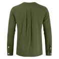 thumbnail image 4 of Fall Shirts for Men Cotton Linen Solid Long Sleeve Drawsting Shirts Tops Blouses, 4 of 4