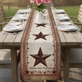 thumbnail image 4 of Retro Star Table Runner, Bless Our Home Brown Plaid Vintage Letter Farms Cotton Linen Kitchen Table Decoration Washable Dining Tabletop Runners for Home Party Decor 13x48 Inches, 4 of 9