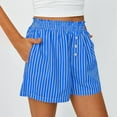 thumbnail image 2 of fatyb Womens Summer Striped Shorts Lounge Boxer Shorts Elastic Waist Casual Bottom Shorts with Pockets, 2 of 7