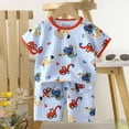 thumbnail image 2 of Tfken Summer Outfit Sets For Boys Crew Neck Short Sleeve Print Tops With Shorts Set Casual Summer Baby Cute Outfit Blue Size 3-6 Months, 2 of 3