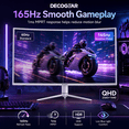 thumbnail image 2 of Deco Gear 39" Curved Widescreen Gaming Monitor, 2560×1440 QHD, 165Hz, 1ms MPRT, HDR, Adaptive Sync, 3000R Curve, HDMI, DisplayPort, Tilt Swivel Height Adjust, White, 2 of 7