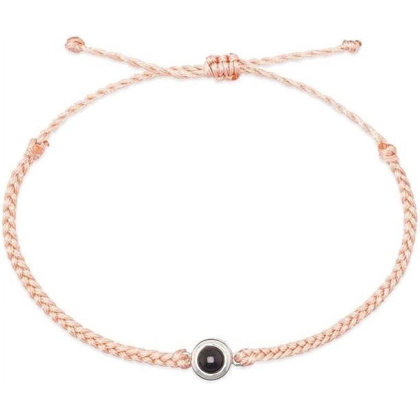 Pulseras de proyección de fotos personalizadas Brazalete personalizado con imagen en el interior para parejas Pulsera con nudo de cuerda ajustable Joyería conmemorativa con nanoimpresión Regalo de cum