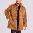 thumbnail image 4 of PuLe Jackets for Men Mens Warm Faux Furry Coat Jacket Winter Solid Stand Collar Outerwear, 4 of 9