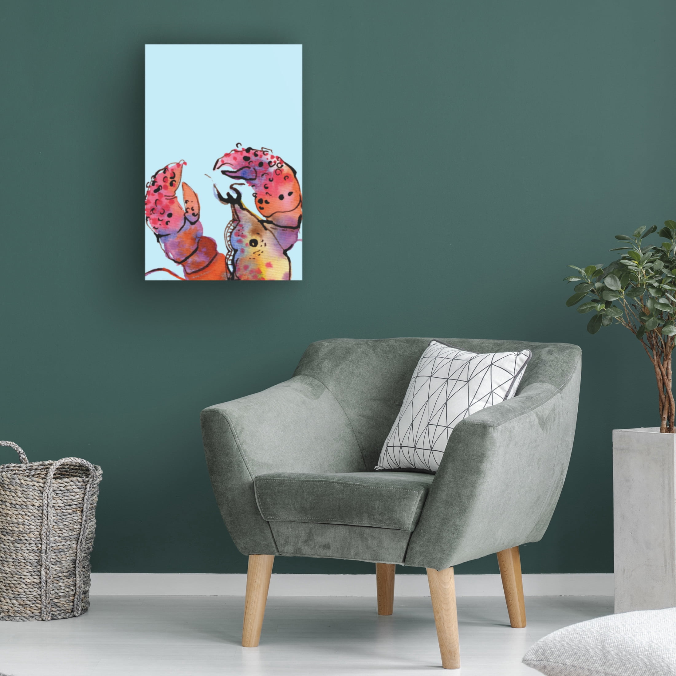 Trademark Fine Art Ania Zwara Lobster On Blue Canvas Wall Art
