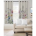 thumbnail image 3 of Blackout Curtains for Bedroom, Spring Floral Room Darkening Window Drapes for Living Room, Watercolor Herbs Summer Botanical Rustic Thermal Insulated Grommet Curtains, 52x90 inch, 2 Panels, 3 of 9