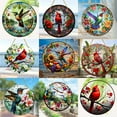 thumbnail image 3 of CCOCC Jewelry Accessories Parrot-Themed Decor Stained Glass Window Hanging Round Acrylic Painting Innovative Wall Hanging Stained Glass,Style1, 3 of 4