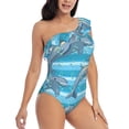 thumbnail image 3 of Gaeub Dolphin Women's One Shoulder Ruffle Tummy Control Swimwear for Swimming Surfing Beach Party - X-Large, 3 of 8