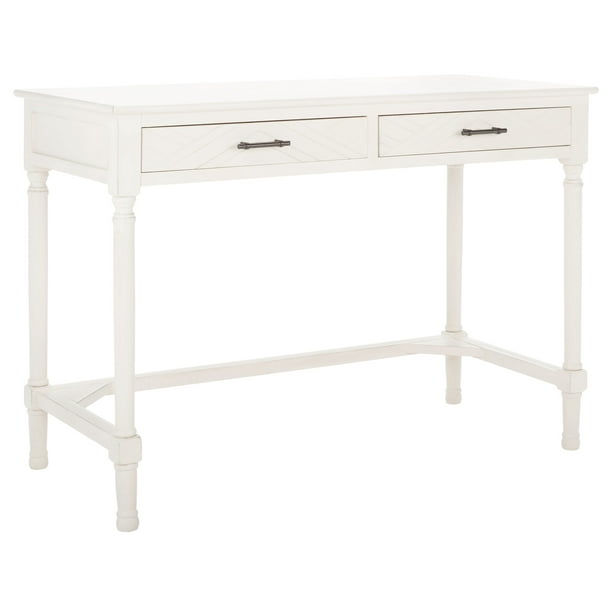 SAFAVIEH Mckinlee Solid Retro 2 Drawer Writing Desk, Distressed White ...