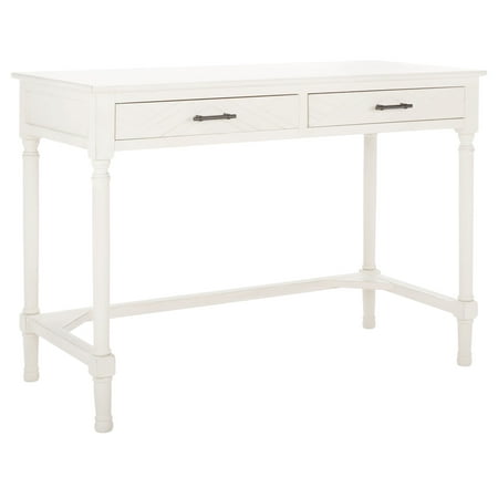 UPC: 0195058182737 | SAFAVIEH Mckinlee Solid Retro 2 Drawer Writing Desk Distressed White