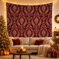 thumbnail image 3 of Rich Burgundy Damask Floral Scene on Solid Background, Romantic Vintage for Victorian Decor Lovers, Art Decor Phrase, Housewarming Gift, Tapestry Wall Hanging for Living Room and Bedroom, 3 of 7