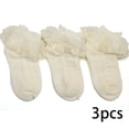 thumbnail image 2 of LYMAYTER 3 Pack ‌Spring Toddler Socks Breathable Eyelet Socks‌ Double Ruffle Girls Dance Socks 1-12Y, 2 of 7
