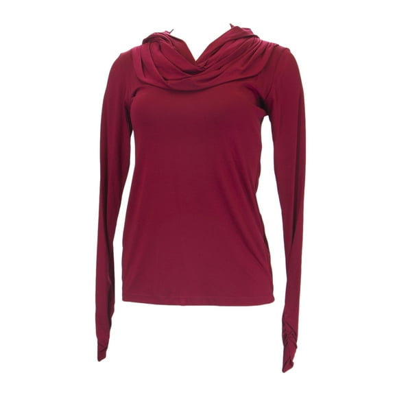 ANALILI Women's Long Sleeve Hooded Top 554R18 Sz Small Cherry Red