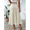 thumbnail image 5 of Women'S Summer Casual Elegant Smock Layered Tiered High Waisted A Line Flowy Long Skirts with Pockets White XS, 5 of 8