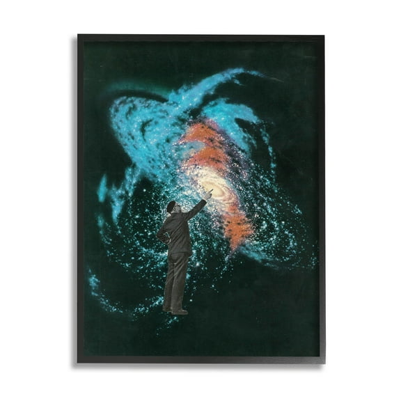 Stupell Industries Vivid Nebula Collage Surreal Person Graphic Art Black Framed Art Print Wall Art, Design by Matheus Lopes Castro