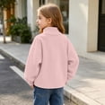 thumbnail image 6 of Hzzrkos Girls Corduroy Mock Neck Sweatshirt Long Sleeve Casual Pullover Tunic Top Soft Textured Shirt with Side Slit Hem Relaxed Daily School Travel Wear Pink, 6 of 8