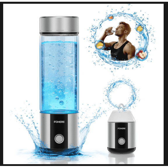Hydrogen Water Bottle Generator, up to 6000 PPB  Glass Portable Hydrogen Water Machine with SPE/PEM Technology,  6H Retention BPA Free
