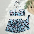 thumbnail image 4 of Guiexla 3Pcs/Set Halter Adjustable Straps Hollow Bikini Skirt Set Leopard Print Micro Bra Thong High Waist Skirt Suit for Swimming Pool, 4 of 8