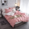 thumbnail image 1 of Yeater Ensemble de Literie Housse de Couette à Rayures 3 Pcs, Rose, Grand Lit, 1 of 5