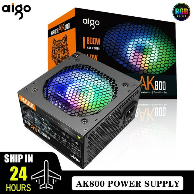 AK PC PSU Power Supply Unit 500W 600W 700W 800W 1000W Gaming 120mm RGB Fan 220V ATX Desktop computer Power Supply for BTC 800W EU Plug