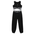 thumbnail image 3 of Sinleey Kids Girls Athletic Sports Outfit Gymnastics Dance Crop Tops with Yoga Pants Trousers Set Black 14, 3 of 7